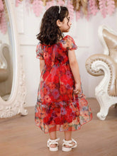 New Arrival Girls' Waist-Cinching Slimming Floral Dress, Sibling Outfits Matching Outfits (3 Pieces Sold Separately)